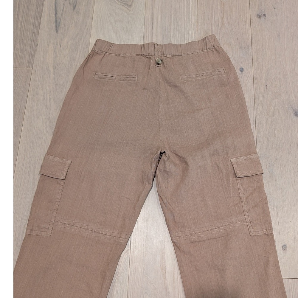 KUT From The Kloth Linen Cargo Pants Size 2 Tan Drawstring Utility - Picture 4 of 11